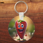 Happy 3D Animated Chili Bean, Schlüsselanhänger (Vorderseite)