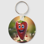 Happy 3D Animated Chili Bean, Schlüsselanhänger (Rückseite)
