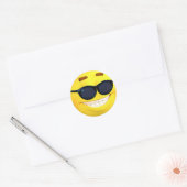Happy 3D-Effekt Emoji mit Sonnenbrille Runder Aufkleber (Umschlag)
