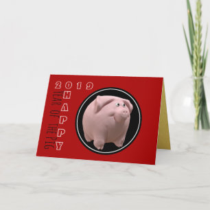 Happy 3D PIg Jahr Zodiac Geburtstag wählen Farbe G Karte