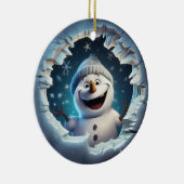 Happy 3d Snowman Keramik Ornament (Rechts)