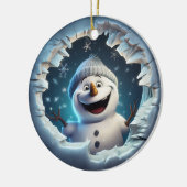 Happy 3d Snowman Keramik Ornament (Links)
