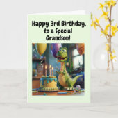 Happy 3rd Birthday Grandson, Dino, Personalized  Karte (Gelbe Blume)