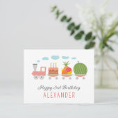 Happy 3rd Birthday Niedlich Toy Train Cake Candles Postkarte (Stehend Vorderseite)