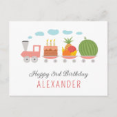 Happy 3rd Birthday Niedlich Toy Train Cake Candles Postkarte (Vorderseite)