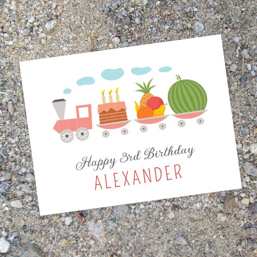 Happy 3rd Birthday Niedlich Toy Train Cake Candles Postkarte