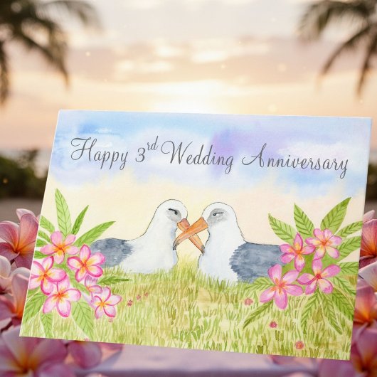 Happy 3rd Wedding Anniversary Laysan Albatross Karte
