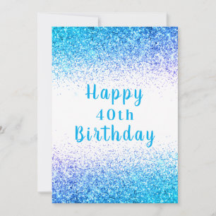 Happy 40. Blue Glitzer Typografie Geburtstagskarte Karte