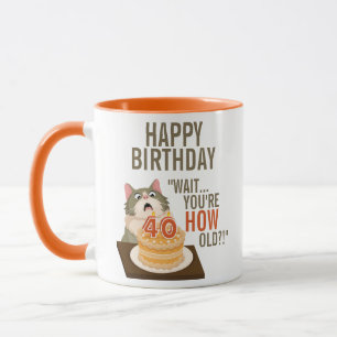 Happy 40. Geburtstag Funny Cat Spaß Retro Joke Tasse