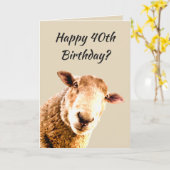 Happy 40. Geburtstag Funny Sheep Animal Spaß Karte (Gelbe Blume)