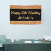 Happy 40. Geburtstag Gold Glitzer Black Banner (Messeveranstaltung)