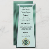 Happy 40. Geburtstag Green Glitzer Foil Menü Menükarte (Vorne/Hinten)