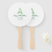 Happy 40. Geburtstag Grün hinzufügen Name monogram Fächer (Vorne und Hinten)