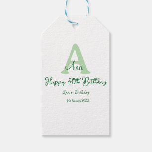 Happy 40. Geburtstag Grün hinzufügen Name monogram Geschenkanhänger