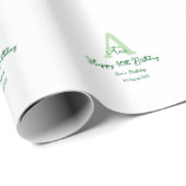 Happy 40. Geburtstag Grün hinzufügen Name monogram Geschenkpapier (Rolleneckpunkt)