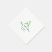 Happy 40. Geburtstag Grün hinzufügen Name monogram Serviette (Ecke)