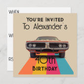 Happy 40. Geburtstag individualisierbares Vintages Einladung (Vorne/Hinten)