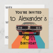 Happy 40. Geburtstag individualisierbares Vintages Einladung (Vorne/Hinten)