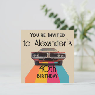 Happy 40. Geburtstag individualisierbares Vintages Einladung