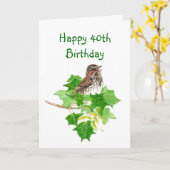 Happy 40. Geburtstag Wasserfarbener Song Natur Karte (Gelbe Blume)