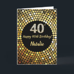 Happy 40. Geburtstagskarte Schwarz/Gold Glitzer Karte<br><div class="desc">Glückliche 40. Geburtstagskarte Black and Gold Glitzer Card mit personalisiertem Namen. Für weitere Anpassungen klicken Sie bitte auf die Schaltfläche "Anpassen" und verwenden Sie unser Designwerkzeug,  um diese Vorlage zu ändern.</div>