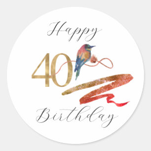 Happy 40. Geburtstagstorte Runder Aufkleber