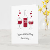 Happy 40. Wedding Anniversary Red Wine Heart Card Karte (Gelbe Blume)