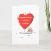 Happy 40. Wedding Anniversary Sailboat Heart Card Karte (Vorderseite)