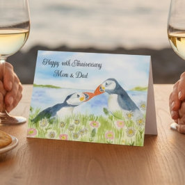 Happy 40th Anniversary Mom & Dad Puffins  Karte