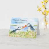 Happy 40th Anniversary Mom & Dad Puffins  Karte (Gelbe Blume)
