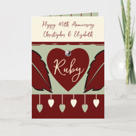Happy 40th Anniversary Namen bordeauxgrün hinzufüg Karte