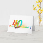 Happy 40th Anniversary Number Balloon Party Karte (Gelbe Blume)