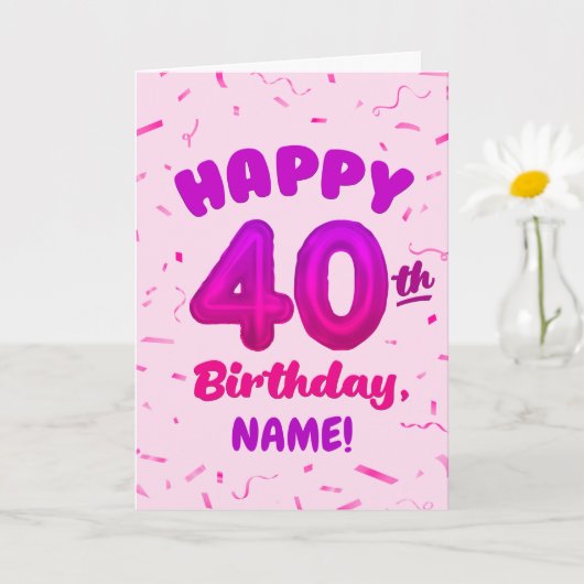 Happy 40th Birthday Card with Custom Name Karte (Kleine Pflanze)