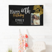 Happy 40th Birthday Gold Foliage Photo Backdrop Banner (Insitu)