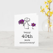 Happy 40th Work Anniversary Card Karte (Gelbe Blume)