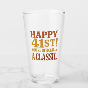 Happy 41. Geburtstag Meilenstein Trinkbehälter Fun Glas