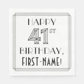 HAPPY 41ST BIRTHDAY; Art Deco Style; Custom Name Serviette (Vorderseite)