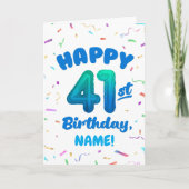 Happy 41st Birthday Card with Custom Name Karte (Vorderseite)