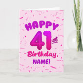 Happy 41st Birthday Card with Custom Name Karte (Vorderseite)