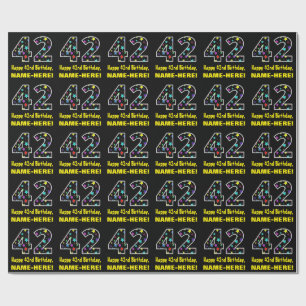 Happy 42. Geburtstag, Fun Colorful Stars Muster 42 Geschenkpapier