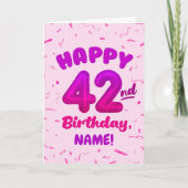 Happy 42nd Birthday Card with Custom Name Karte (Vorderseite)