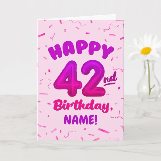 Happy 42nd Birthday Card with Custom Name Karte (Kleine Pflanze)