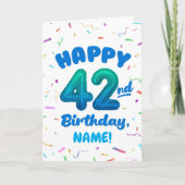 Happy 42nd Birthday Card with Custom Name Karte (Vorderseite)