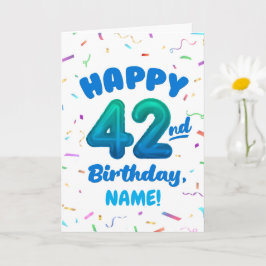 Happy 42nd Birthday Card with Custom Name Karte