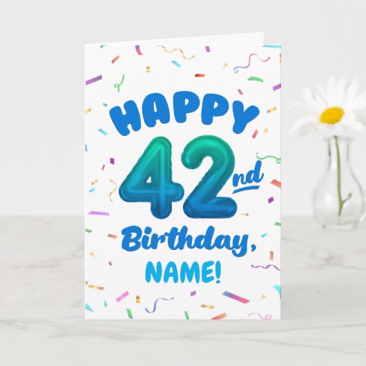 Happy 42nd Birthday Card with Custom Name Karte (Kleine Pflanze)