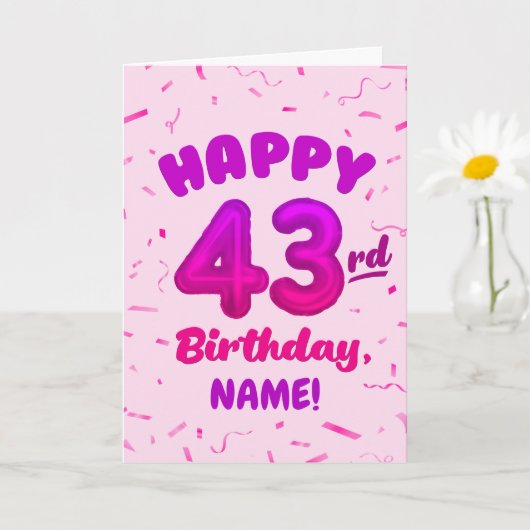 Happy 43rd Birthday Card with Custom Name Karte (Kleine Pflanze)
