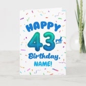Happy 43rd Birthday Card with Custom Name Karte (Vorderseite)