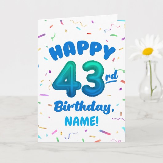 Happy 43rd Birthday Card with Custom Name Karte (Kleine Pflanze)