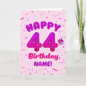 Happy 44th Birthday Card with Custom Name Karte (Vorderseite)