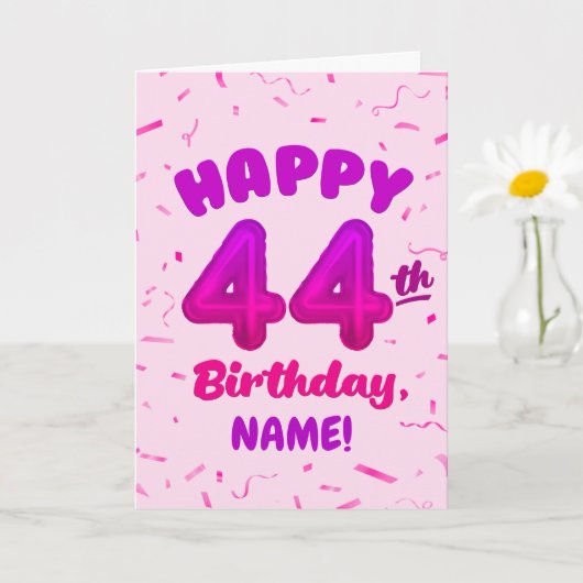 Happy 44th Birthday Card with Custom Name Karte (Kleine Pflanze)